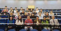 The participating students attend a lecture given by Dr. Rebecca Lee (3rd from right, front row) on her expedition to the South and North Poles as well as related issues of environmental conservation in the regions.